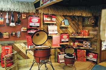 photo of a pool dealer's barbeque product section