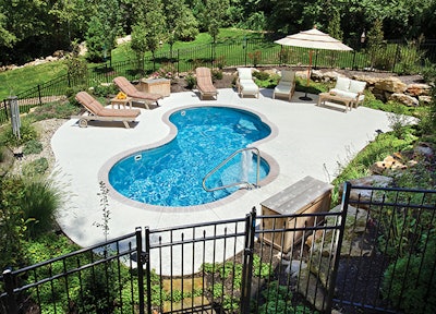 Trilogy fiberglass pool, installed by Prestige Pools and Spas in St. Louis, Mo.