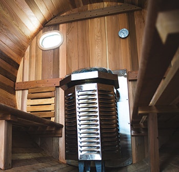 photo of the interior of a mobile sauna