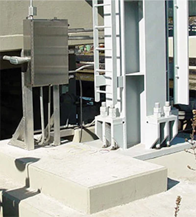 A raised service platform in front of the electrical panel.