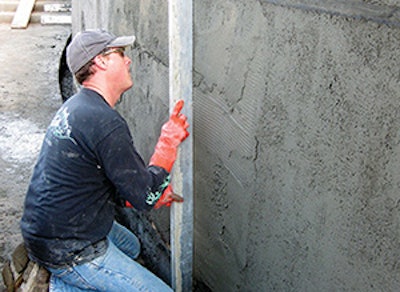 photo of glass pool tile installation