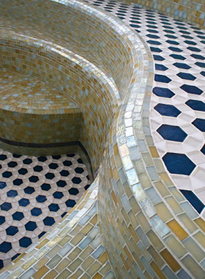 Mosaic installation by Luke Denny Spa. Design/build by James Scott, Groupworks LLC.