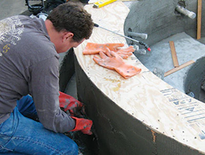 photo of glass pool tile installation