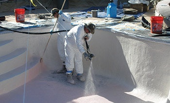 photo of fiberglass pool surface installation