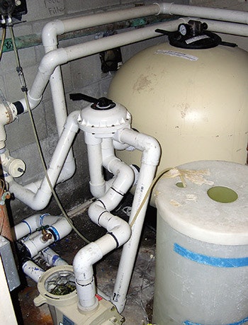 photo of leaking pool equipment set