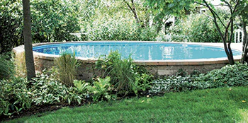 photo of aboveground pool built for sloped backyards