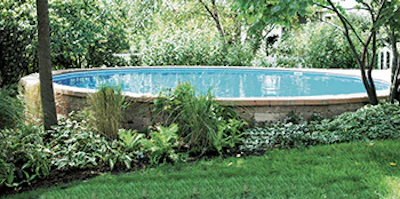 photo of aboveground pool built for sloped backyards