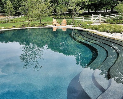 photo of pebble surface pool steps