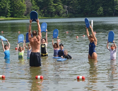 photo of instructors teaching kids to swim