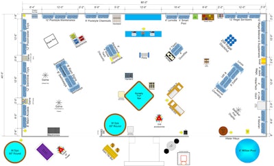 mock layout of a pool retail store