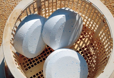 Chlorine tabs in a skimmer basket
