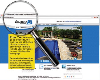 A close look at Signature Pools's (Sandwich, Ill.) homepage. - Click to enlarge