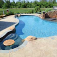 This project, in Saline, Mich., was the one that inspired me to venture into the boutique model of business. It was the first hybrid pool I ever built, and features a gunite sun ledge for lounge chairs.