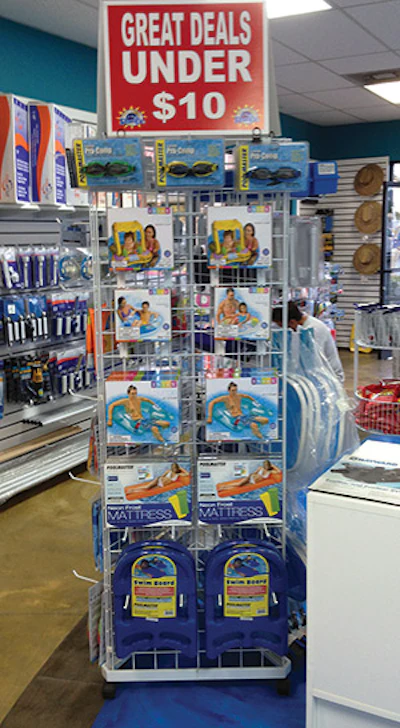 A large sign calls out a special section devoted to products under $10. A sure way to attract attention to your impulse buys. - Click to enlarge