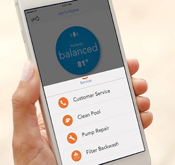 The pHin app allows customers to schedule pool maintenance.