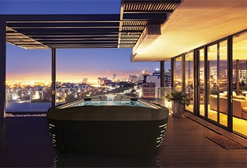 Jacuzzi's official marketing photos position the J-500 as a luxurious item, which Phelps mimics in her showroom.