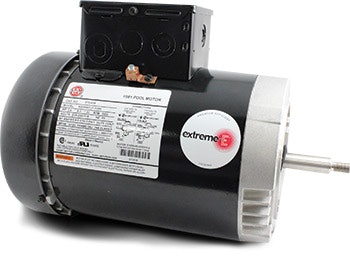 A TEFC motor from U.S. Motors. TEFCs bring greater isolation from ambient conditions than drip- proof pool motors.