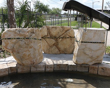 If cast-rock boulders were made out of natural stone, they would be extremely heavy, causing stress on the edge of a pool and encouraging the pool to settle.