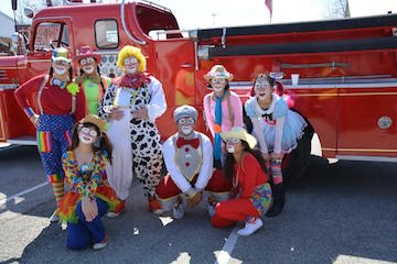 Kids enjoyed 'clowning around' with local firefighters.