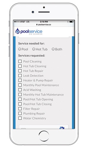 The PSoD website allows users to select the service they need for their pool or spa.