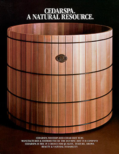 The simplicity and natural beauty of wooden hot tubs was a strong draw early in the history of the industry. Most people at the time thought of hot tubs as being made of wood.