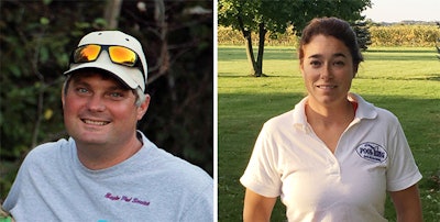 2016 Pleatco Perfect Pool Guy Cory Eagles, of Eagles Pool Services (Moncton NB, Canada), and 2016 Pleatco Perfect Pool Gal Jennifer Del Vaglio, of East End Pool King (Southold, N.Y.).