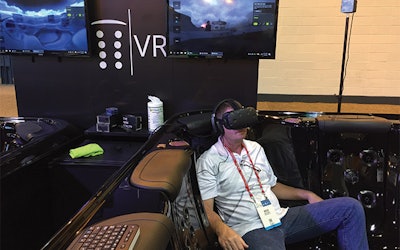 An attendee at the 2016 PSP Expo in New Orleans tries out Bullfrog’s virtual reality system.