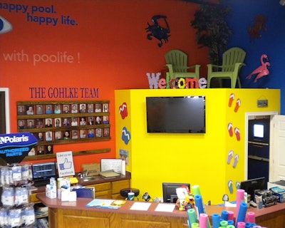 Gohlke Pools in Denton, Texas, uses bright colors to engage customers and emphasize the fun message behind its products.