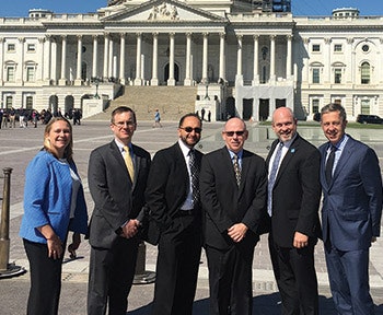 APSP visits Capitol Hill to fight for recognition of energy efficient pool pumps & motors. (Left to Right) Jennifer Hatfield, APSP; Scott Petty, Hayward Industries, Inc.; Shajee Siddiqui, Zodiac Pool Systems, Inc.; Joe Valentino, Speck Pumps- Pool Products, Inc.; Jeff Farlow, Pentair Aquatic Systems; Rich Gottwald, APSP