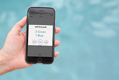 2. When water chemistry needs adjustment, the homeowner/service tech receives a notification that indicates which of pHin's proprietary chemical pods will remedy the problem. (Or the caretaker can scan the chemicals they have on hand for dosing information.)