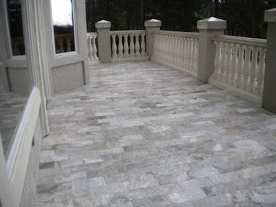 The completed stone decking.