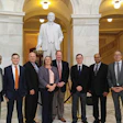 Members of APSP’s 2017 Energy Coalition Washington, D.C., attend meetings on Capitol Hill. From L to R: Shajee Siddiqui, Zodiac; Taylor Baljon, Speck-Pumps; Jeff Farlow, Pentair; Jennifer Hatfield, APSP; Carl Chidlow, WSW; Scott Petty, Hayward; Chandra Gollapudi, Regal-Beloit; and Rich Gottwald, APSP.