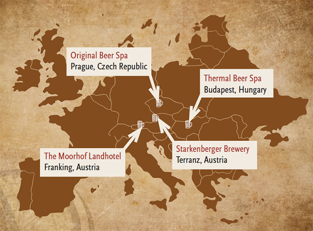 A glimpse of the beer spas one can visit in Europe.