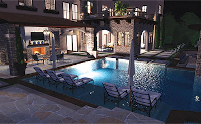 Among the many advances in design programs, the ability to capture the complex interplay of light and water adds a level of dramatic realism in both night and daytime settings.