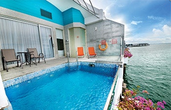 One of the pools found in an overwater villa at the Lexis Hibiscus Port Dickson.