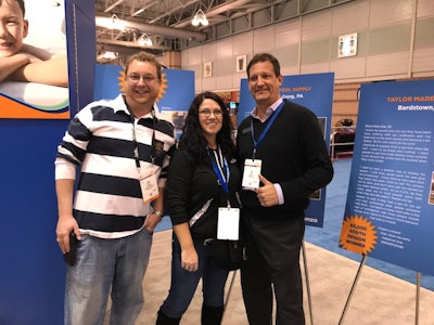 (L to R) John Updike II, vice president, John’s Pool Supply; Barbi Brown, retail manager, John’s Pool Supplies; and Jim Kadar, Lonza.