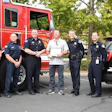 Jeff Garrett of Aquamatic Cover Systems is recognized by the Elk Grove Police Department for his act of bravery.
