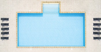 For a pool this size, Kenny would place four or even six skimmers for optimal operation.