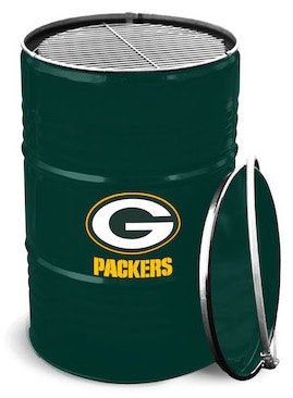 The all-new Barrel and Bucket Grills are colored and logoed for a wide range of NFL, MLB, NHL and college sports teams.
