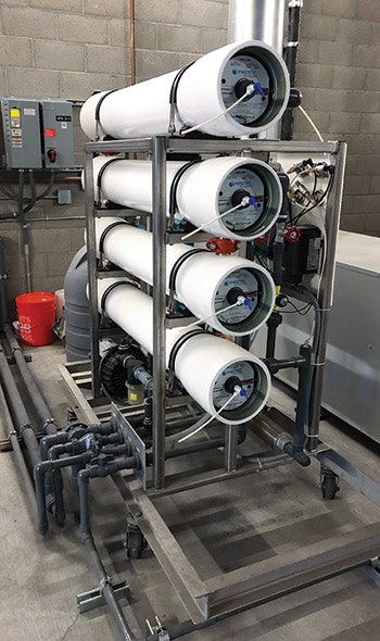 This inline RO filtration system, the first of its kind, is currently undergoing an extensive beta test at a hotel pool in Los Angeles.