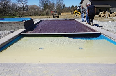 This project included an automatic pool cover, as do most in Indiana, where market penetration is estimated at 75% due to legislation allowing APCs to be used in lieu of a fence.