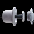S.R. Smith’s Mod-Lite, showing cover, light, fitting and power source. There is no wire connection between the light and the power source. Power is transferred by magnetic induction.