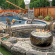 As its name suggests, The Hobbit Pool includes a number of details inspired by the classic book. The 'fire ring of power' (far left) is nested at the heart of the landscape, just as the ring in 'The Hobbit.'