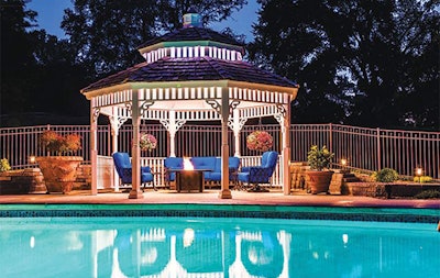This 16-foot Pagoda Gazebo not only gives home owners shelter from the sun, but also acts as an outdoor room. Photo courtesy of Amish Country Gazebos.