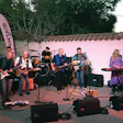 The Pool Man’s Band plays the PIE show Friday evening, September 20, outside the Portola Plaza Hotel in Monterey. Front row, left to right: Greg Crumbo, lead guitar/Diablo Valley Pool Pros, Pleasant Hill, Ca.; Eric Christiansen, guitar and vocals, Pentair Aquatic Systems, North Bay Area, Ca.; Dean D’Orio, bass guitar and vocals, Superior Pool Products, Santa Rosa, Ca.; Brandon Hendrickson, lead guitar/vocals, Aquascape Custom Crafted Pools, Petaluma, Ca.; Jennifer Spalding, keyboards and vocals, The Pool Doctor, El Sobrante, Ca. Back row, left to right: Nick Woodson, drums and vocals, Pentair Aquatic Systems Walnut Creek, Ca.; Joe D’Orio, drums, Advanced Pool Service, Redding, Ca.