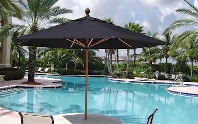 The Sunny Baker San Marco umbrella from Fiberlite Umbrellas is made of woodgrain fiberglass and is available in a number of colors.