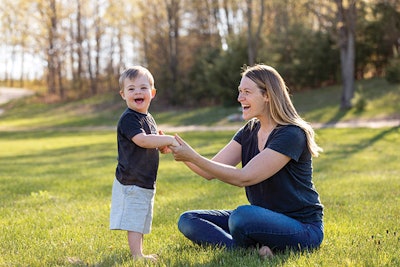 Holden Raupp and his mother, Caitlin Raupp, marketing director at Only Alpha Pool Products.