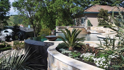 This project completed nine years ago still looks great and has no signs of water damage largely due to the extensive drainage system behind the multiple retaining walls.