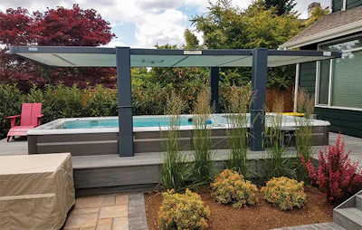This gorgeous installation from Aqua Quip displays clearly the reasons for swim spas' consumer appeal: exercise, relaxation and a pool environment in one package. (Courtesy Aqua Quip)