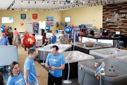 A brisk day at Seven Seas Pools & Spas, pre-COVID. Store manager Ron Perkins believes the growing demand for swim spas will help bring customers back. (Courtesy Seven Seas)